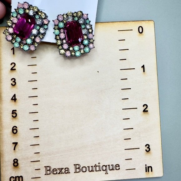 Vintage Pink and Green Stone Earrings with Antique Setting - Picture 2 of 3